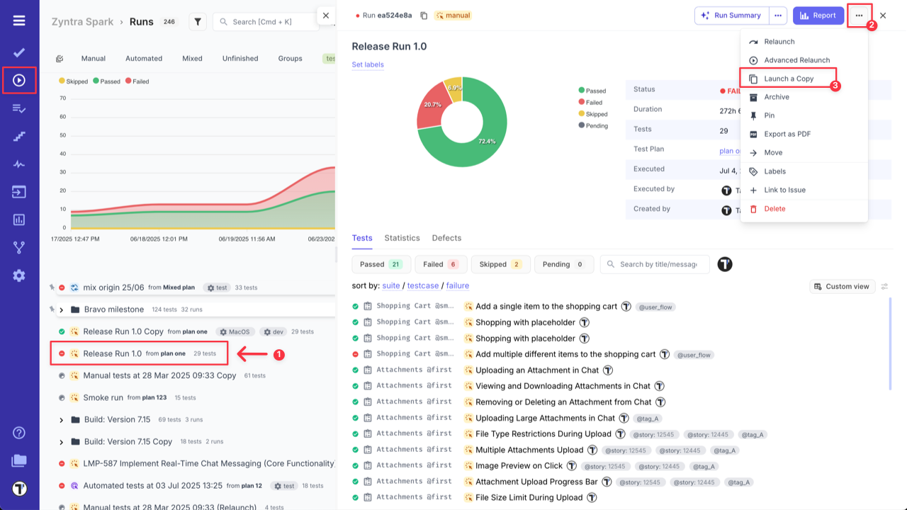 Testomat.io - Launch a Copy button